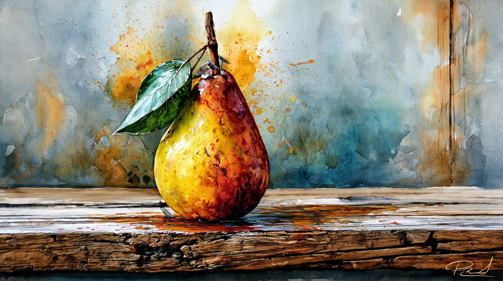 pear, watercolor
