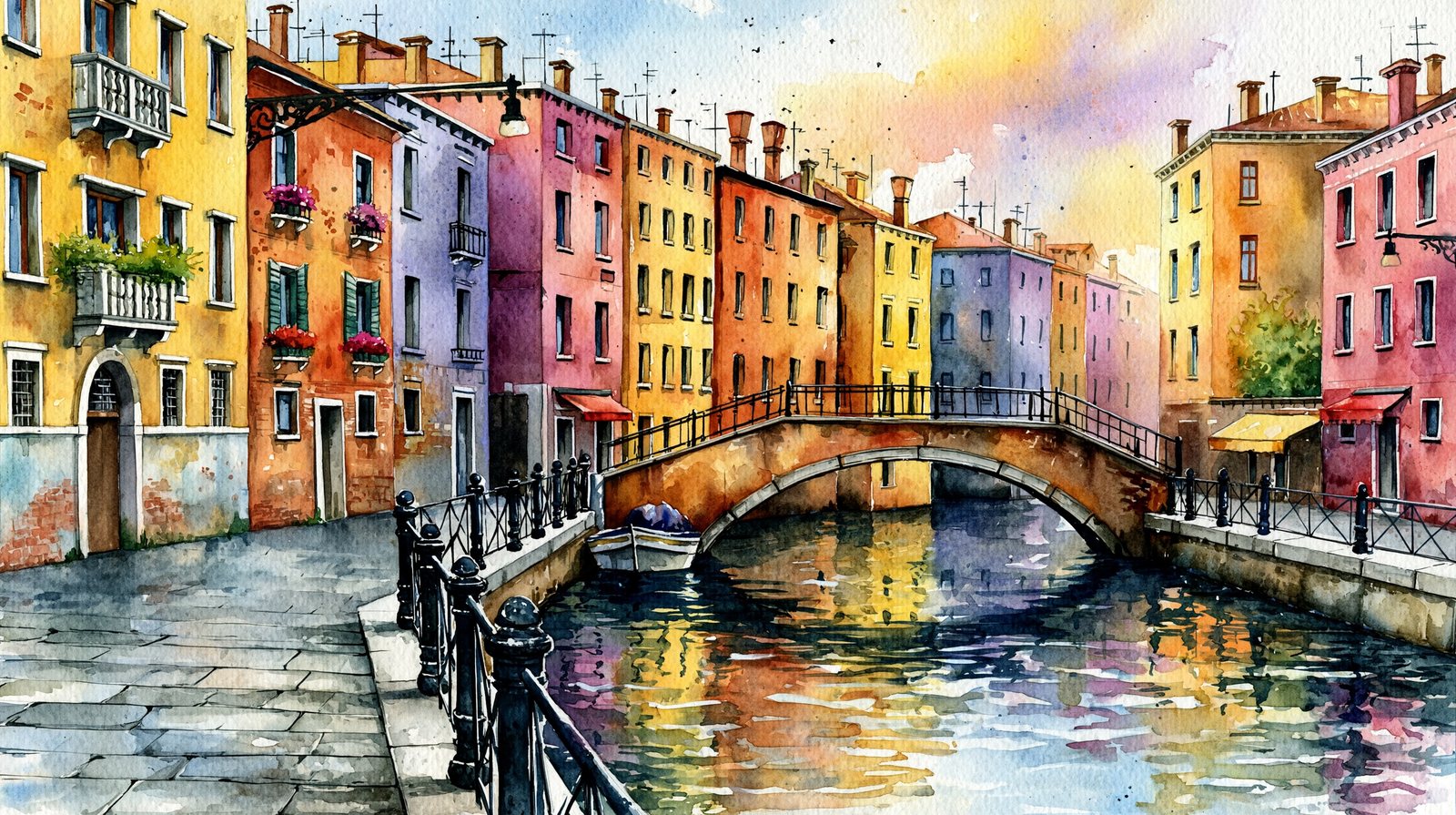 watercolor Venice canals