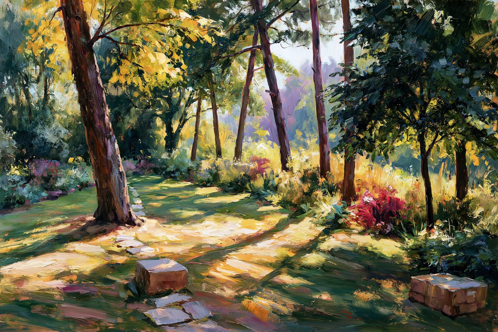 impressionist sunlit garden