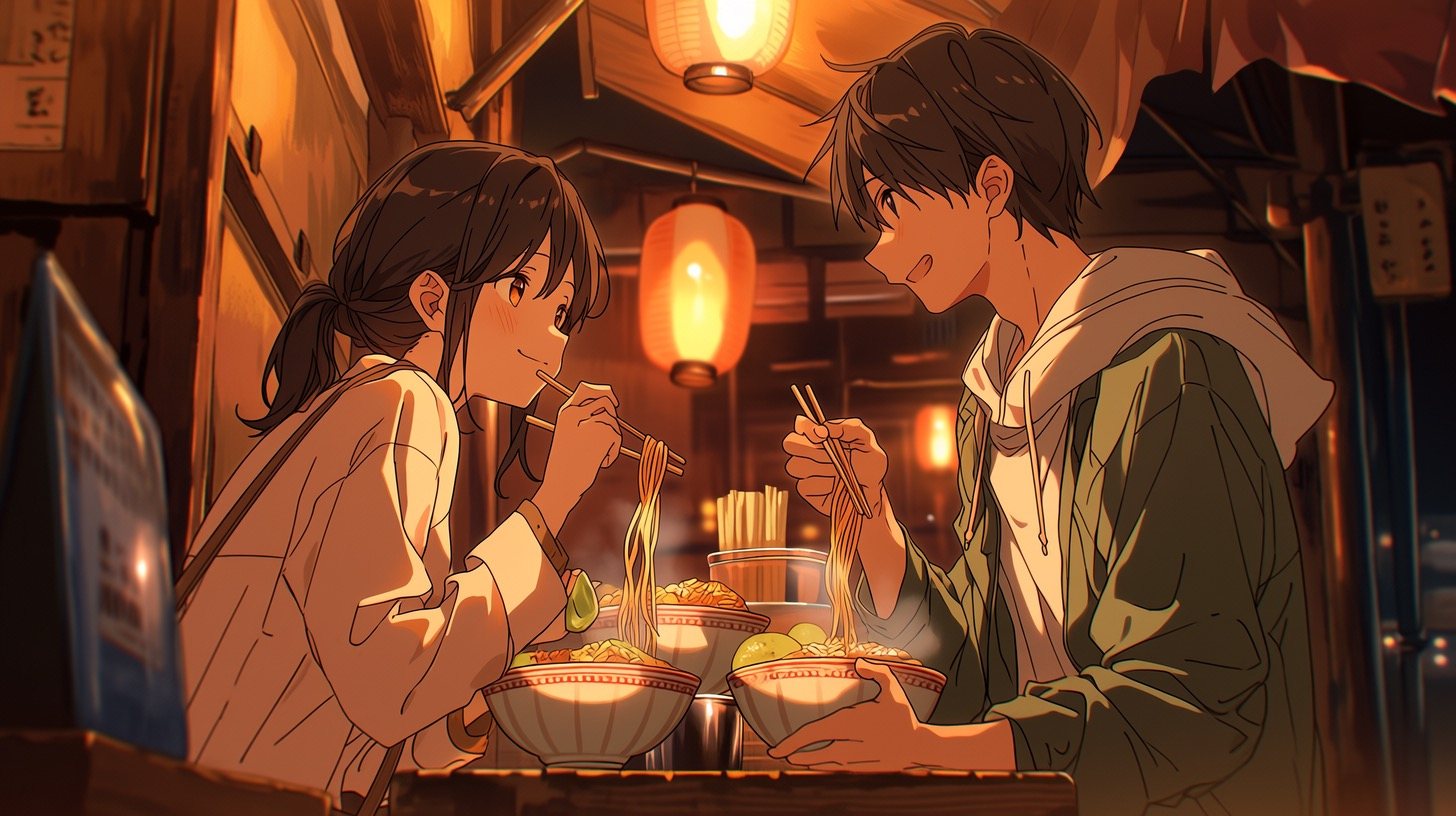 cozy anime ramen stall