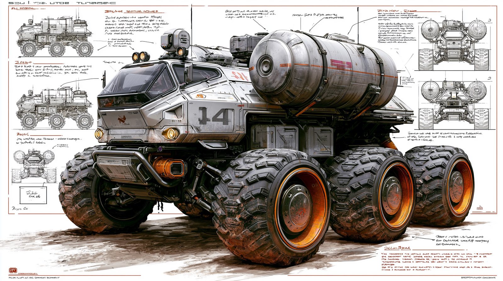 sci-fi rover concept sheet