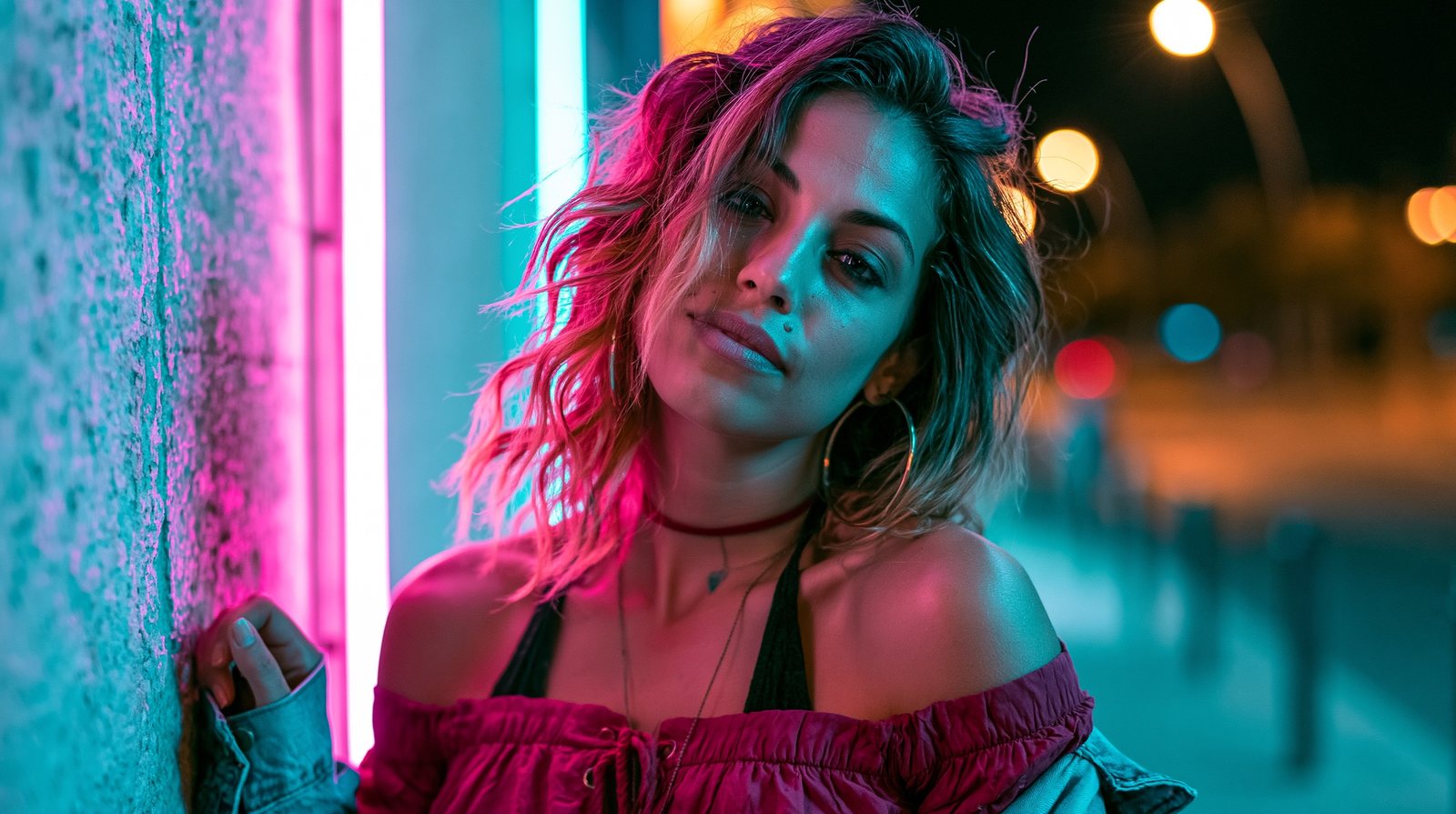 neon lighting portrait