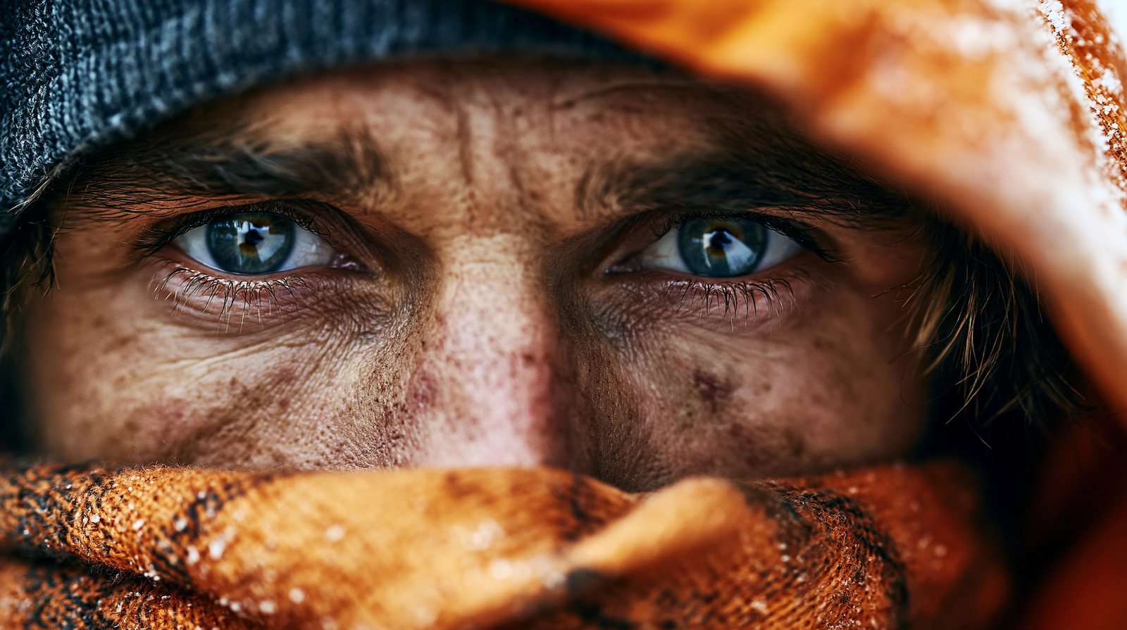 extreme close-up of climber's eyes
