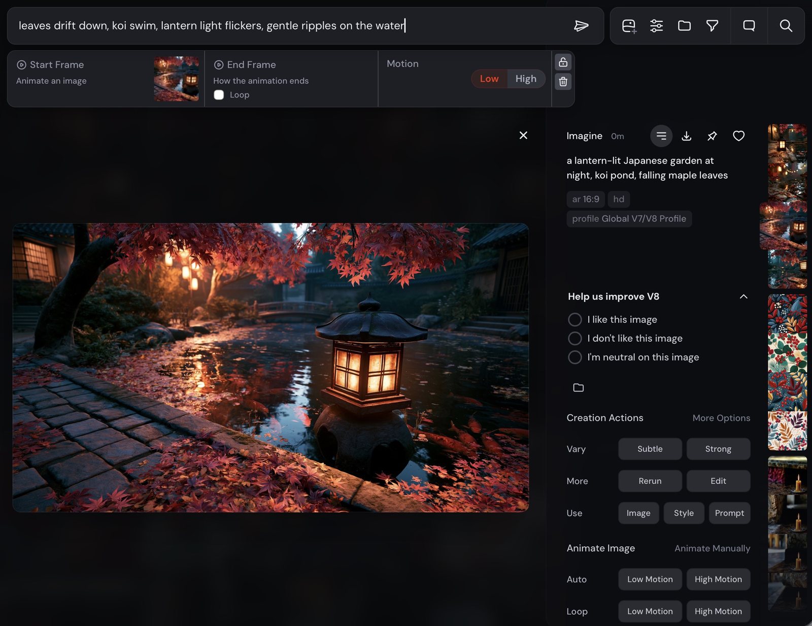 the Animate interface with motion prompt