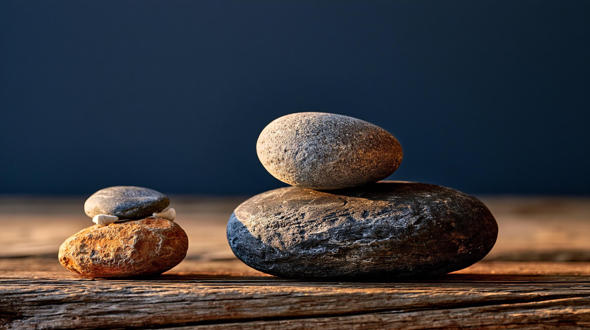 Three river stones in soft light — workhorse AI models compared